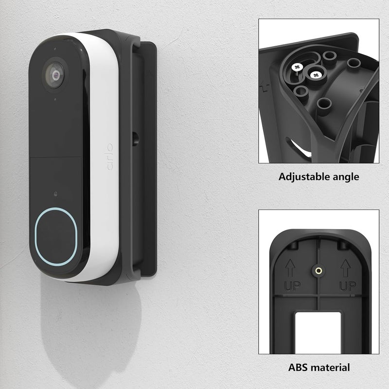 VOMENC Adjustable 0 to 45 Degree Left and Right Angle Mount Compatible with Arlo Video Doorbell 2K/HD 2nd Generation (Black) - Image 4